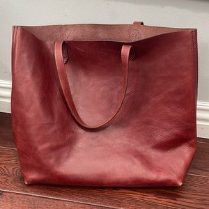 Madewell brown leather shoulder tote bag